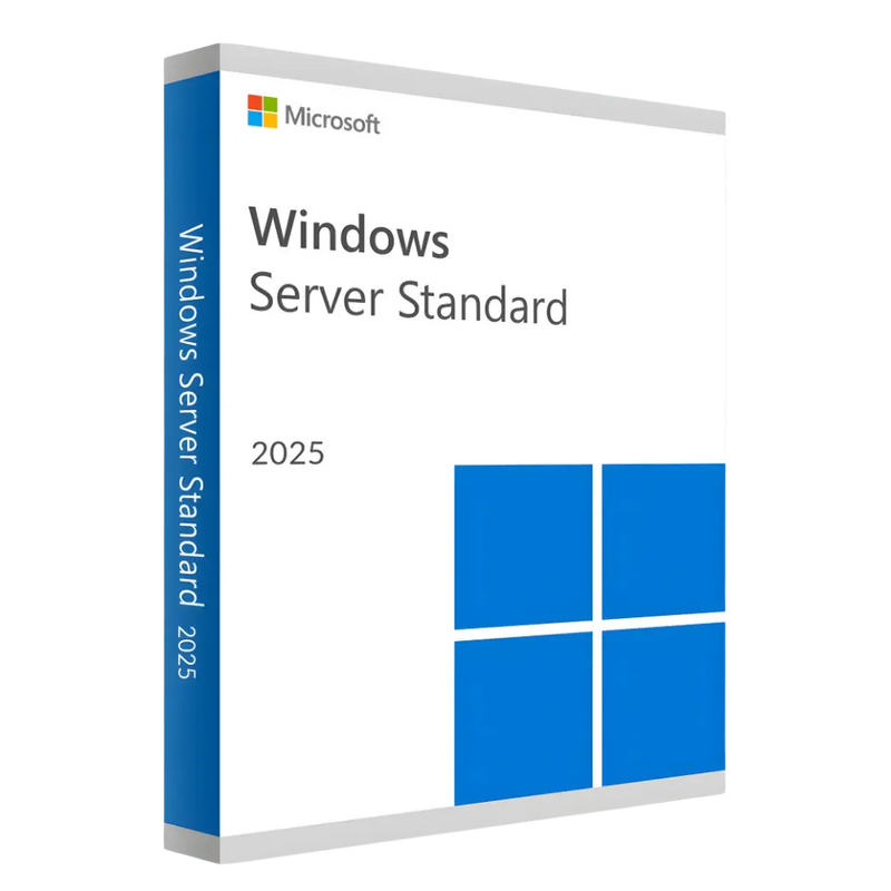 Box für Windows Server Standard 2025, blau-weißes Design